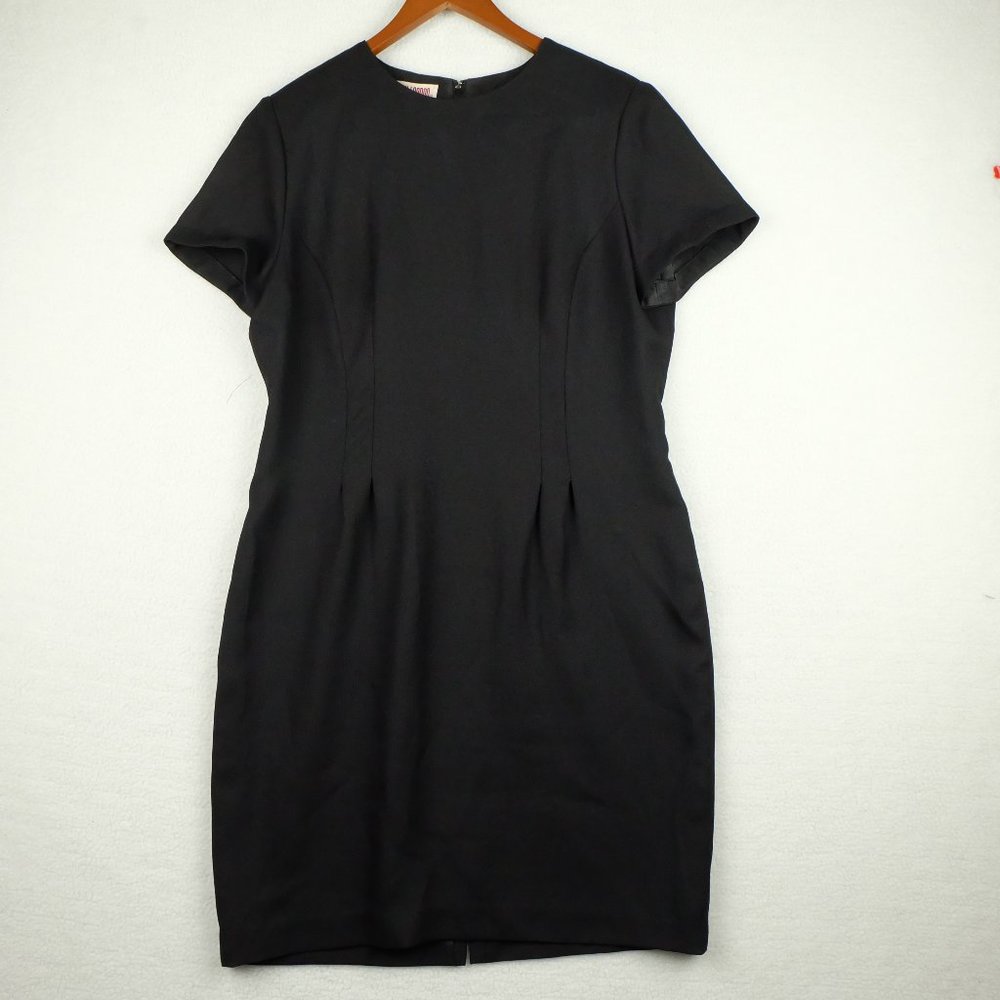 Vintage Womens Shift Dress 14 Black Knee Length Lightweight Lined Staple 90s